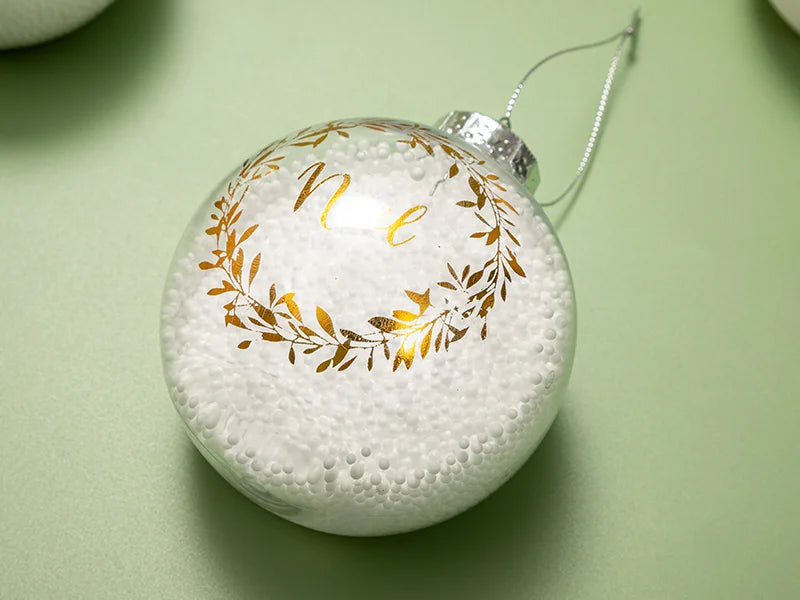 8cm Patterned Plastic Christmas Ball Ornament with String and Sublimation Alu Insert