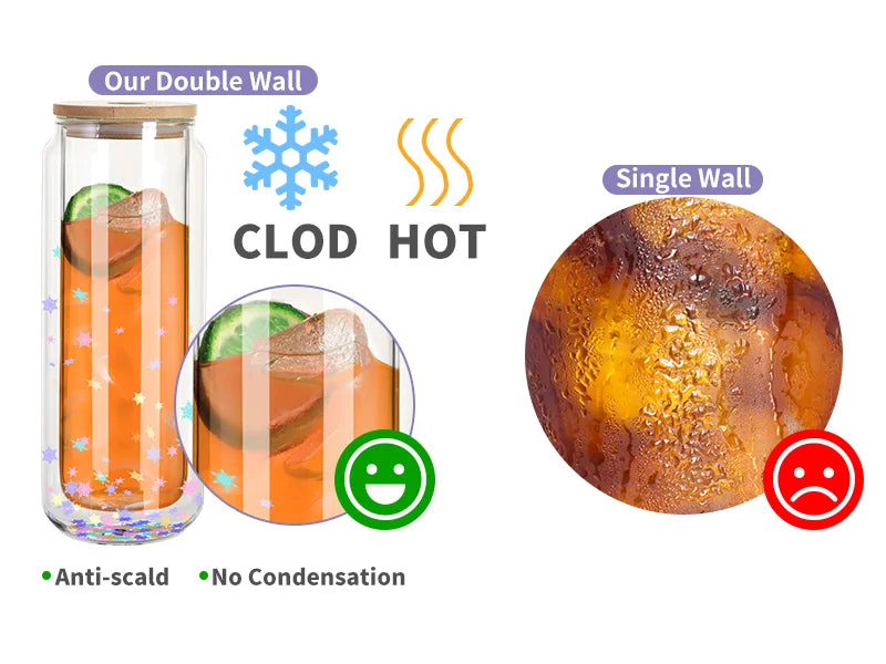 Sublimation Blanks 11oz/330ml Double Layer Glass Mug(Clear)