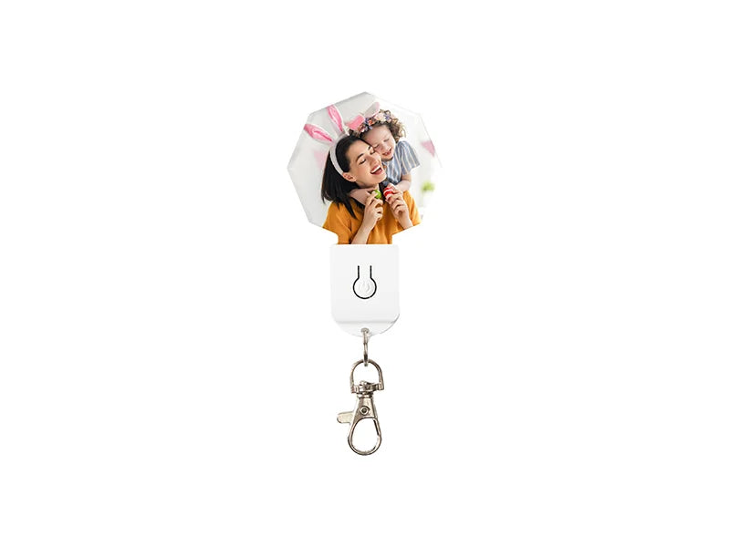 Sublimation Blanks Colorful LED Acrylic Light Up Keyring(Hexagon shape,7 colors)