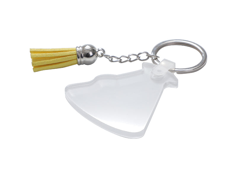Sublimation Blanks Acrylic Keyring W/ Yellow Tassel (Trumpet,5*5*0.4cm)
