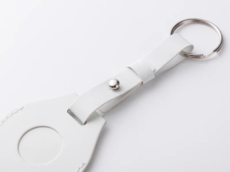 Sublimation PU AirTag Holder with Strap Bag Charm(White)