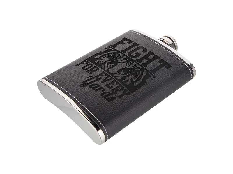 Sublimation 8oz Stainless Steel Hip Flask with PU Cover (Black)