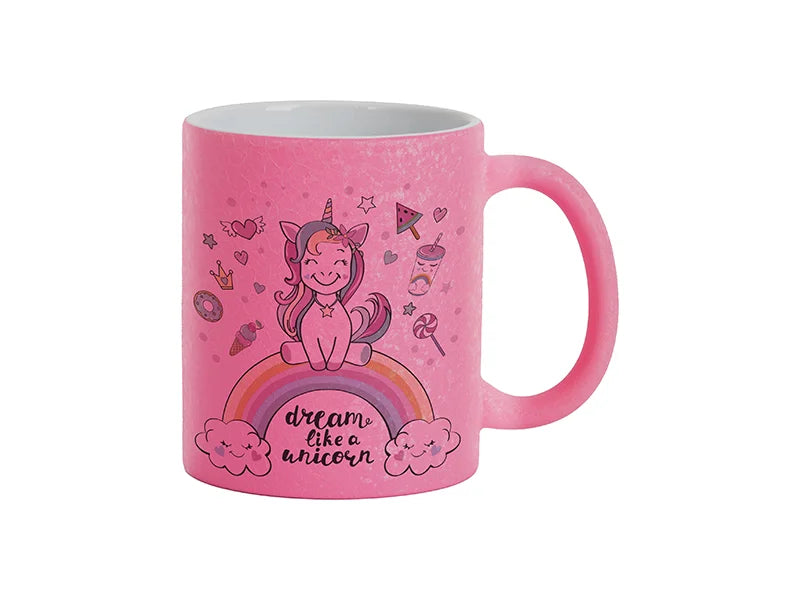 Sublimation Blanks 11oz Crackle Finish Ceramic Mug(Pink)