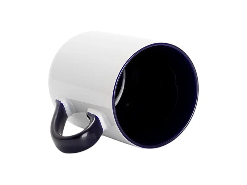 Sublimation 11oz Inner Handle Color Mugs w/ Curved Bottom (Dark Blue)