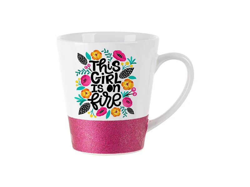 Sublimation 12oz Bottom Glitter Mug(Red)