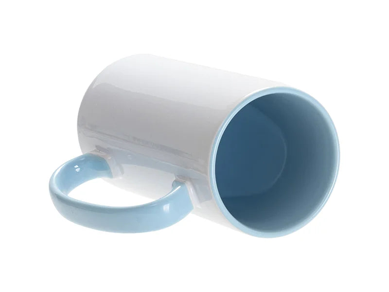 Sublimation Blanks 12.8oz/380ml Inner/Handle Color Skinny Tall Mug-Light Blue