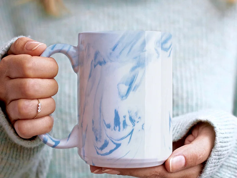 Sublimation Blanks 15oz Sublimation Marble Texture Mug (Blue)
