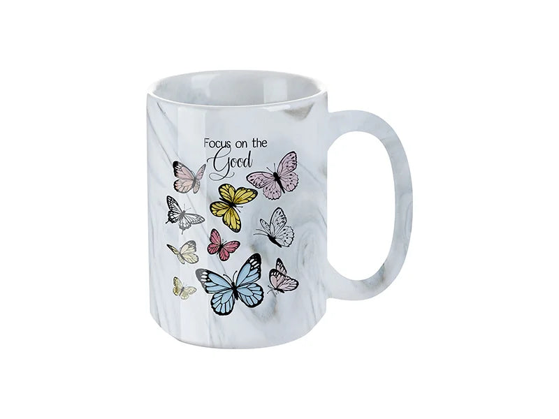 Sublimation Blanks 15oz Sublimation Marble Texture Mug (Gray)