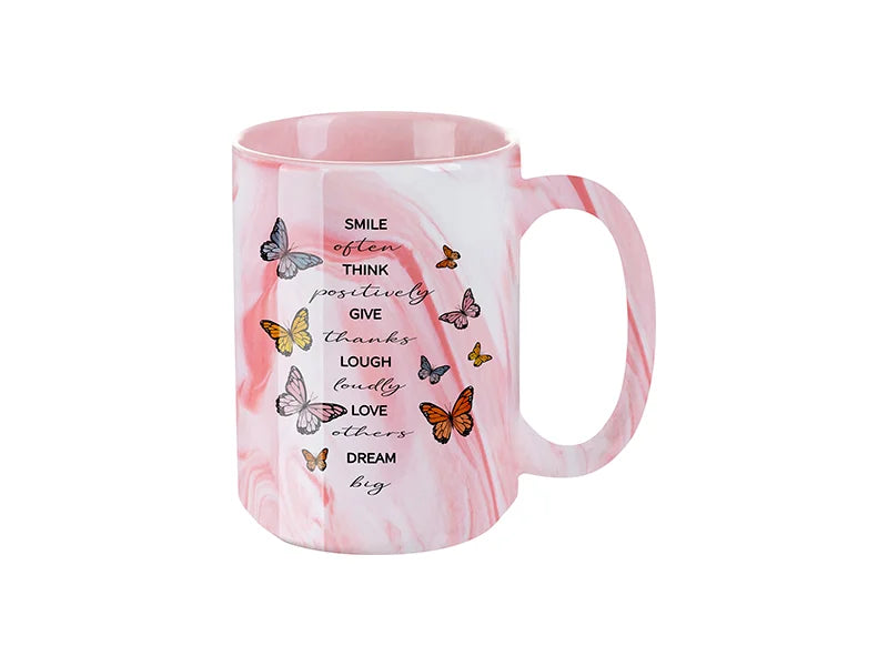 Sublimation Blanks 15oz Sublimation Marble Texture Mug (Pink)