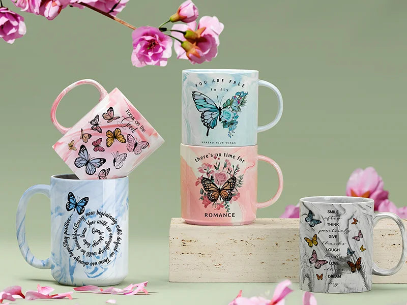 Sublimation Blanks 15oz Sublimation Marble Texture Mug (Gray)
