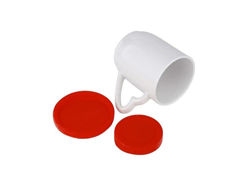 Sublimation 12oz/360ml Ceramic Mug w/ Silicon Lid and Base (Red)