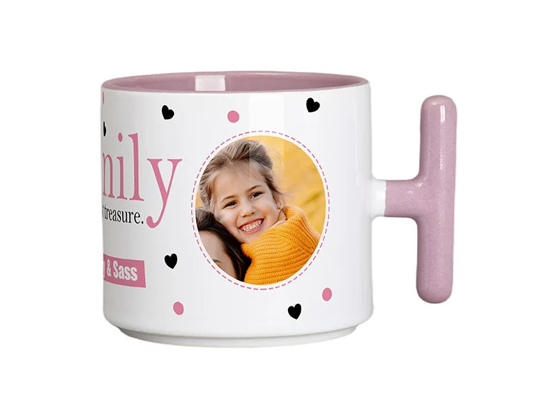 Sublimation 9oz Inner T-Handle Color Mug (Pink)
