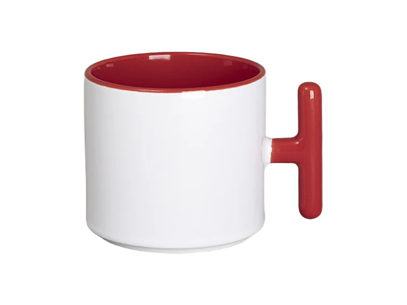 Sublimation 9oz Inner T-Handle Color Mug (Red)