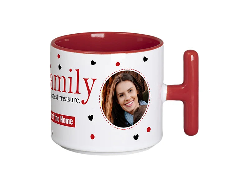 Sublimation 9oz Inner T-Handle Color Mug (Red)