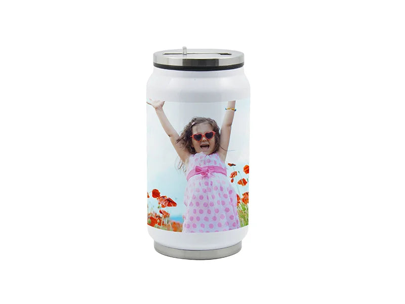 Sublimation 10oz/300ml Stainless Steel Coke Can with Straw (White)