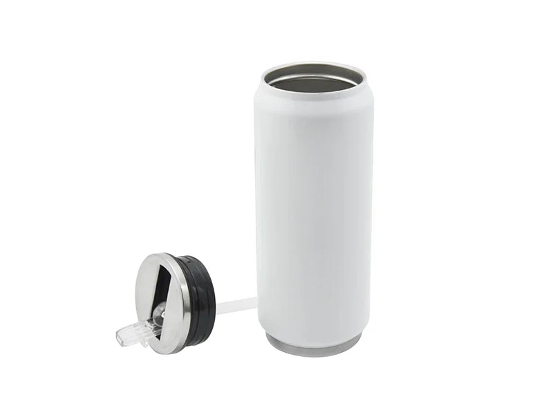 Sublimation 12oz/350ml Stainless Steel Coke Can with Straw (White)