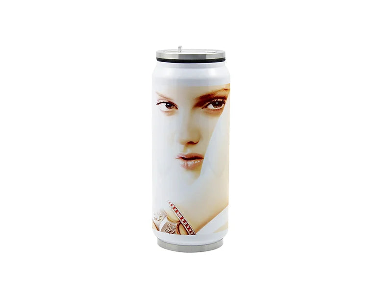 Sublimation 12oz/350ml Stainless Steel Coke Can with Straw (White)