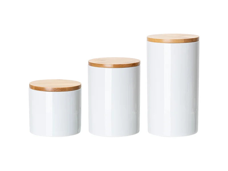Sublimation Blanks 30oz Ceramic Storage Jar w/ Bamboo Lid
