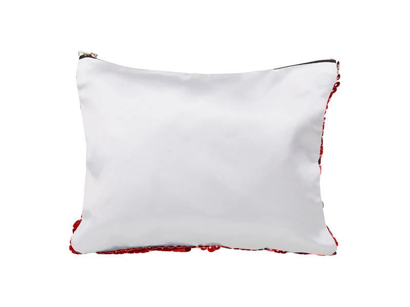 Sublimation Sequin Makeup Bag / Pencil Case (Red/White)