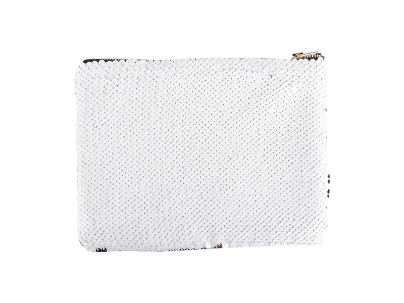 Sublimation Sequin Makeup Bag / Pencil Case (White/Silver, 16.5*20.5cm)