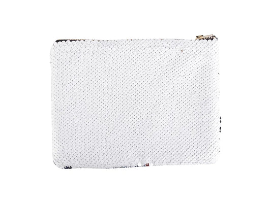 Sublimation Sequin Makeup Bag / Pencil Case (White/Silver, 16.5*20.5cm)