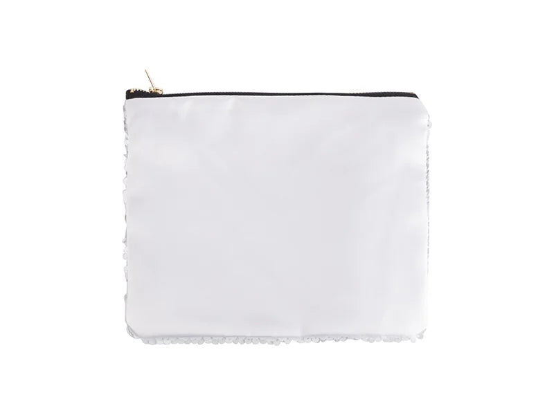 Sublimation Sequin Makeup Bag / Pencil Case (White/Silver, 16.5*20.5cm)
