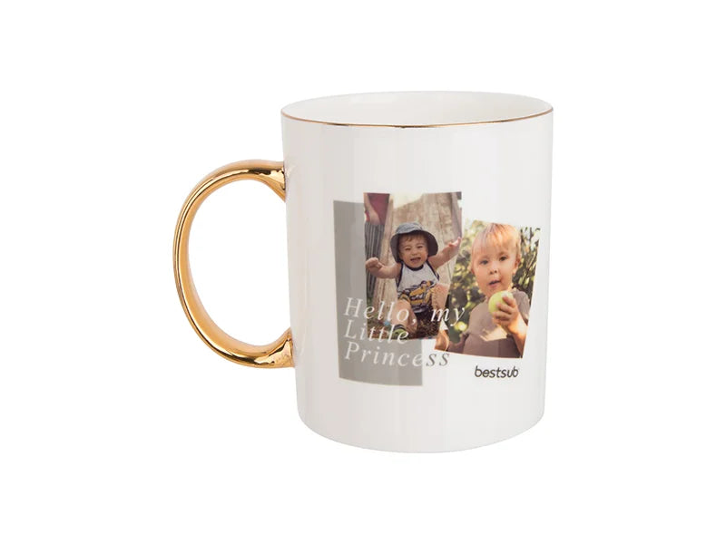 Sublimation 11oz/360ml Gold Rim and Handle Bone China Mug