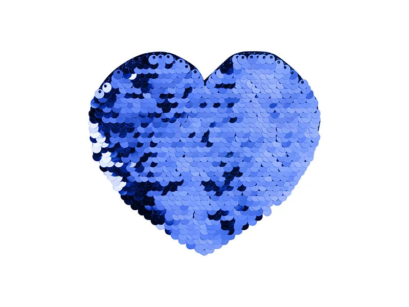 Sublimation Flip Sequins Adhesive Black Base (Heart, Dark Blue W/ White)