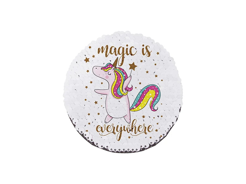 Sublimation φ10 Flip Sequins Adhesive (Round, Gold W/ White)