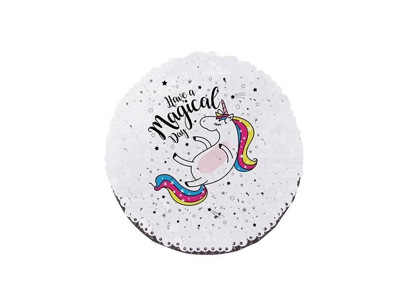 Sublimation φ10 Flip Sequins Adhesive (Round, Light Blue W/ White)