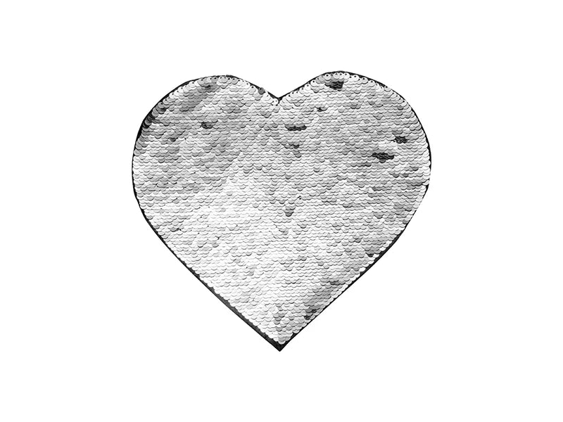 Sublimation Flip Sequins Adhesive (Heart, Silver W/ White)