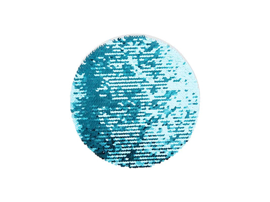 Sublimation φ19cm Flip Sequins Adhesive White Base (Round, Light Blue w/ White)