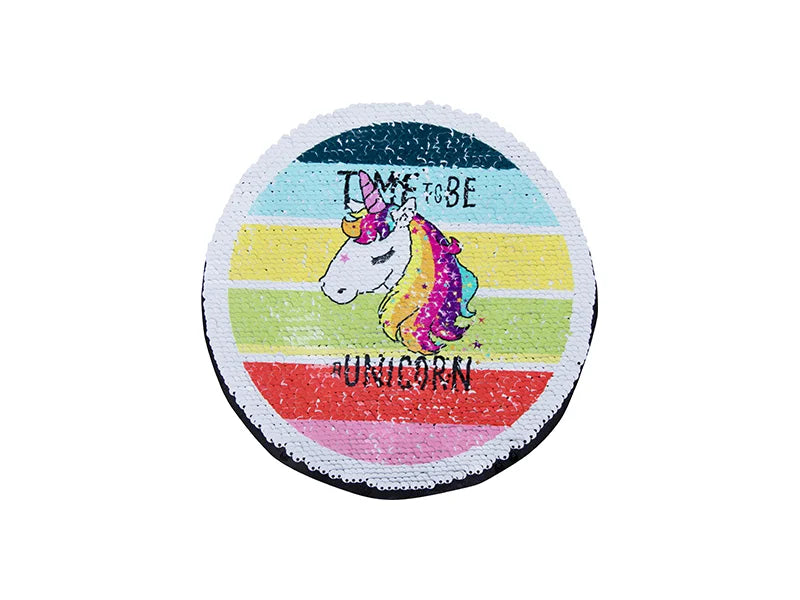 Sublimation Flip Sequins Adhesive (Round, Light Blue W/ White)