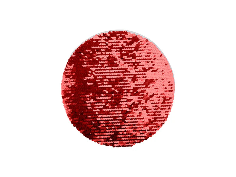 Sublimation φ19cm Flip Sequins Adhesive White Base (Round, Red w/ White)