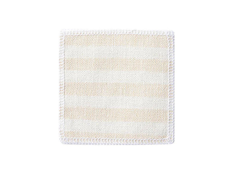 Sublimation Blanks Linen Square Mug Coaster(10*10cm, Beige and Light Yellow Stripe)