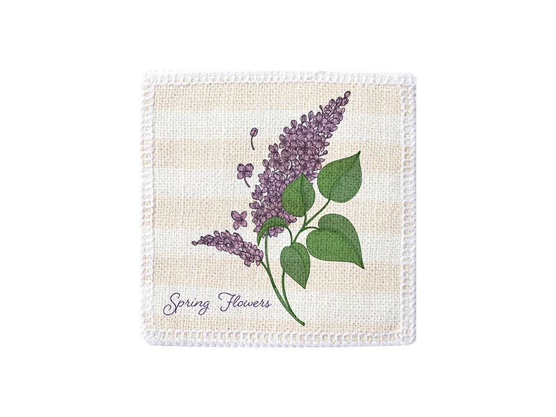 Sublimation Blanks Linen Square Mug Coaster(10*10cm, Beige and Light Yellow Stripe)