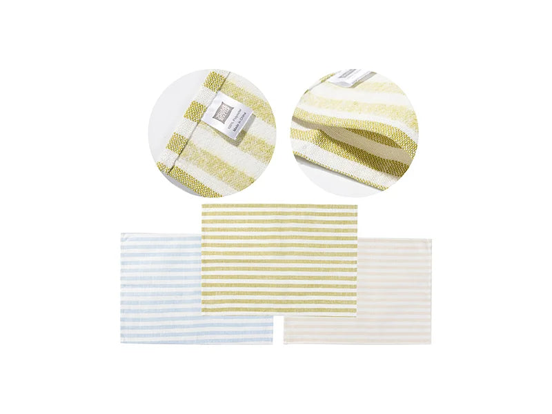 Sublimation Blanks Linen Table Mat(35.5*50cm, Beige and Light Blue Stripe)