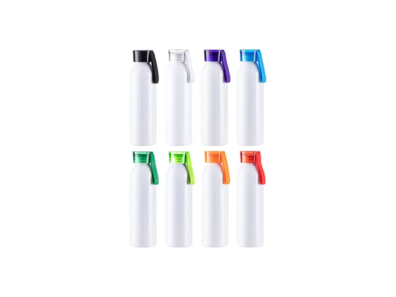 Sublimation Blanks 22oz/650ml Portable Sports Slim Aluminum Bottle With Purple Cap(White)
