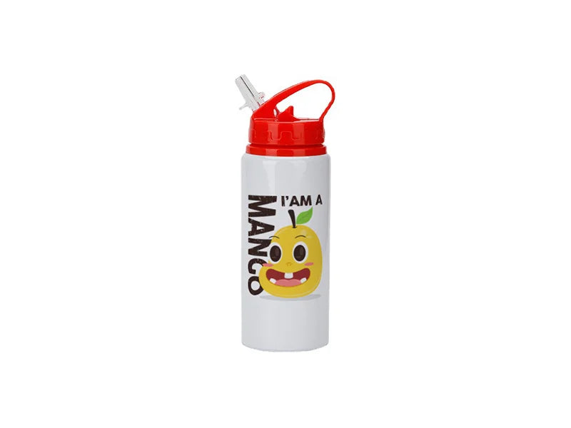 Sublimation Blanks 20oz/600ml White Aluminium Bottle w/ Red Straw Lid