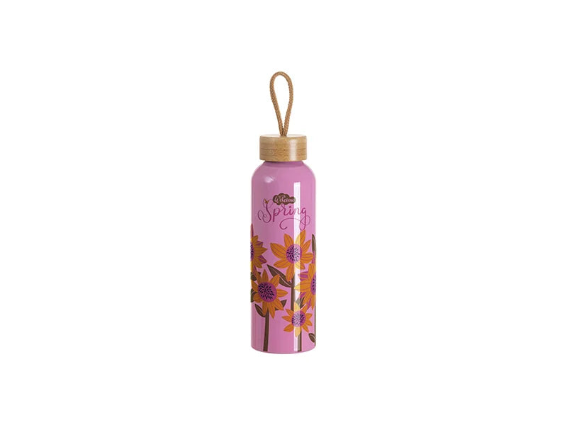 Sublimation Blanks 20oz/600ml Aluminum Water Bottle w/ Bamboo Lid (Dark Pink)
