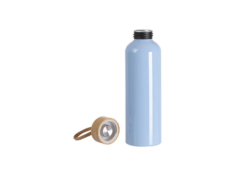 Sublimation Blanks 20oz/600ml Aluminum Water Bottle w/ Bamboo Lid (Light Blue)