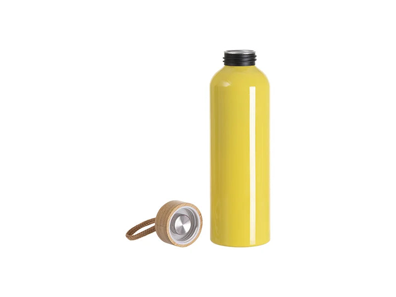 Sublimation Blanks 20oz/600ml Aluminum Water Bottle w/ Bamboo Lid (Yellow)