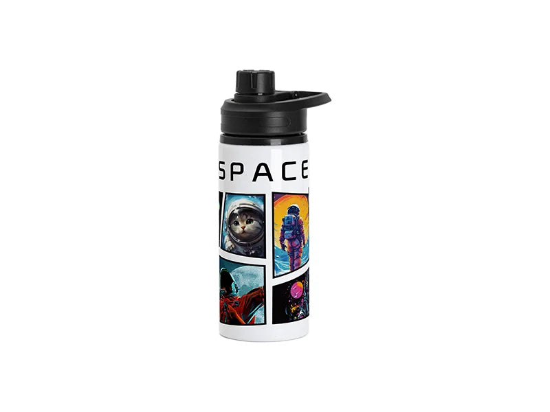Sublimation 20oz/600ml Aluminium Water Bottle w/ Black Portable Lid (White)