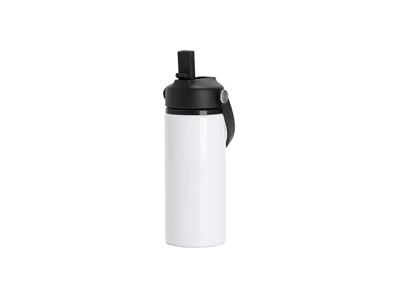 Sublimation 20oz/600ml Aluminium Water Bottle w/ Black Portable Straw Lid (White)