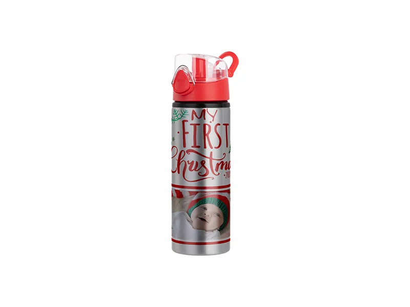 Sublimation 750ml Alu water bottle with Red cap (Silver) MOQ: 2000