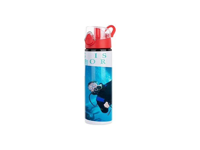 Sublimation 750ml Alu water bottle with Red cap (White) MOQ: 2000