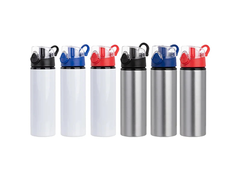 Sublimation 750ml Alu water bottle with Red cap (Silver) MOQ: 2000