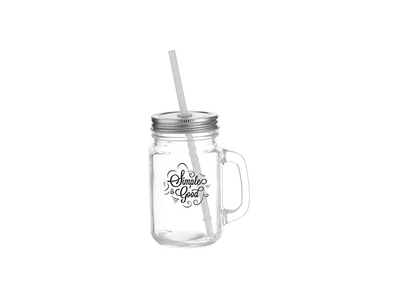 12oz/350ml Sublimation Blanks Mason Jar w/ Straw (Square, Clear)