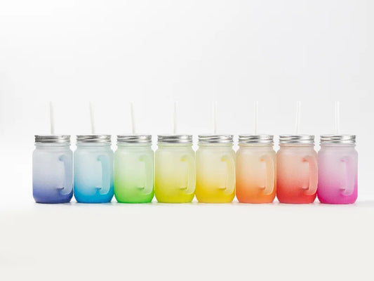 12oz/350ml Sublimation Blanks Mason Jar w/ Straw (Frosted, Gradient Color)
