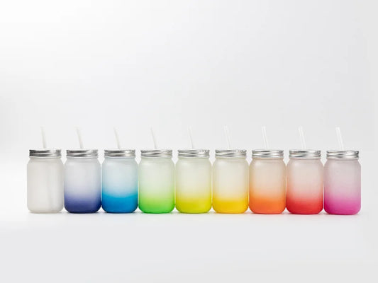 15oz/450ml Sublimation Blanks Mason Jar No Handle (Frosted, Gradient Color)